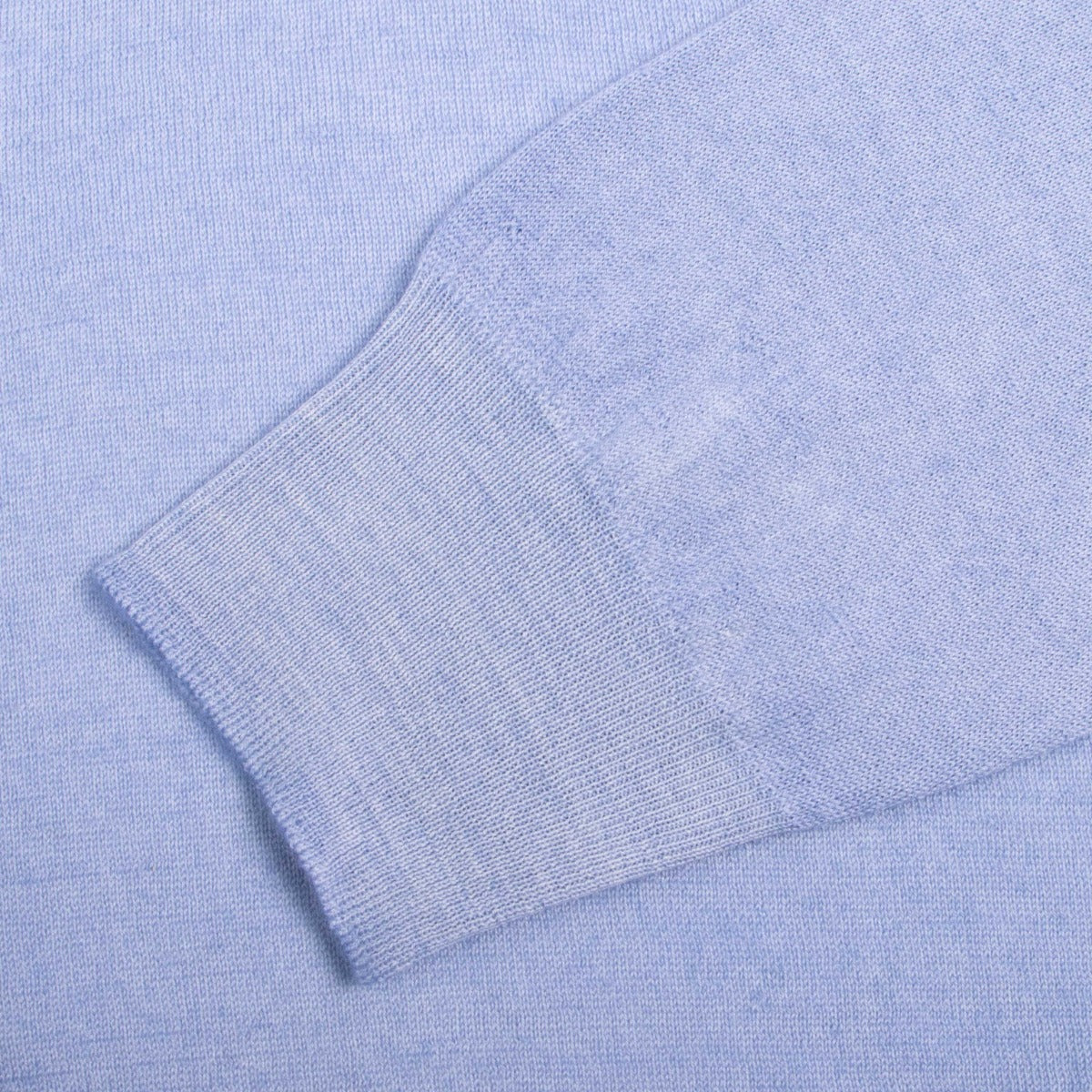 Light Blue 100% Virgin Wool Long Sleeve Zip Neck Knit  Gran Sasso   