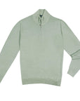 Mint Green 100% Virgin Wool Long Sleeve Zip Neck Knit  Robert Old   