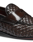 Brown Woven Leather Loafer SHOES Santoni   