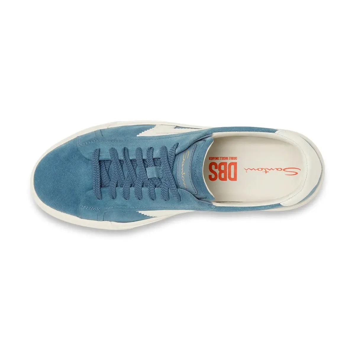 Light Blue Double Buckle Suede Sneaker SHOES Santoni