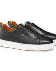 Black Tumbled Leather Slip-On Sneaker