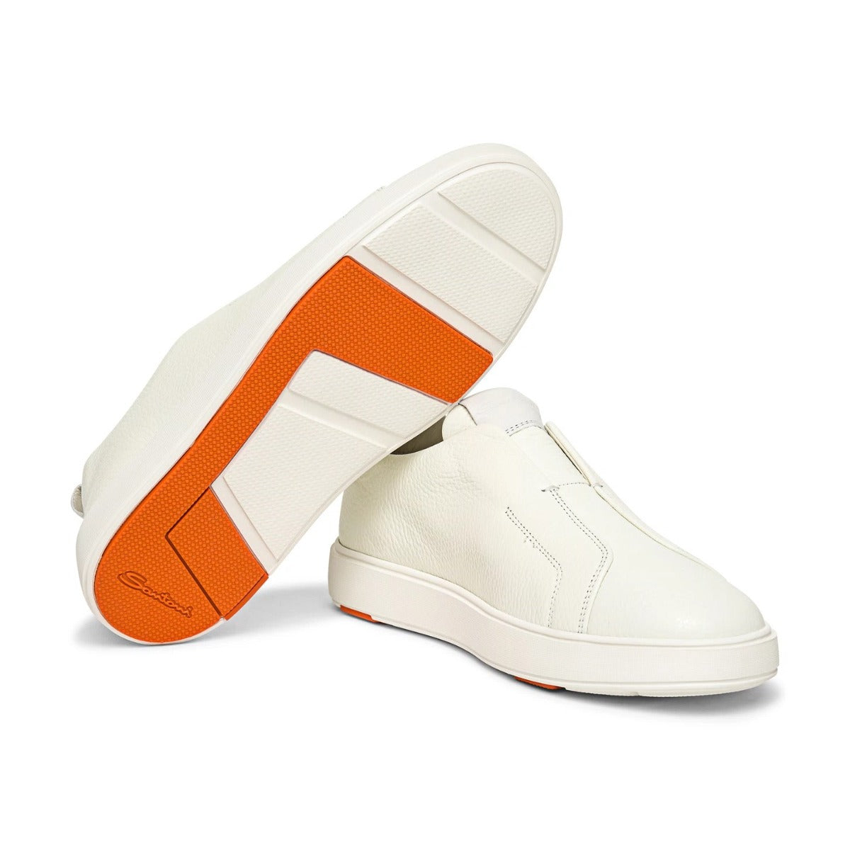 White Tumbled Leather Slip-on Sneaker Sneaker Santoni   
