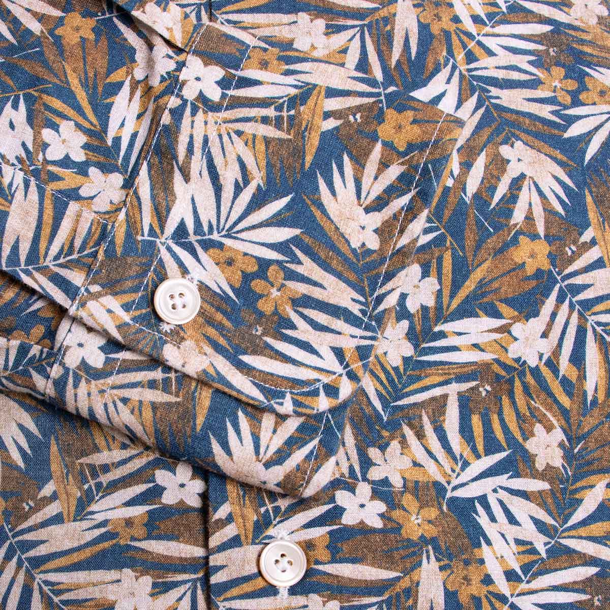 Green Floral Pure Italian Cotton Shirt L/S SHIRTS Robert Old   