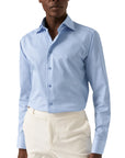 Light Blue Striped Contrast Trim Slim Fit Shirt L/S SHIRTS Eton