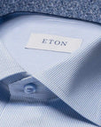 Light Blue Striped Contrast Trim Slim Fit Shirt L/S SHIRTS Eton