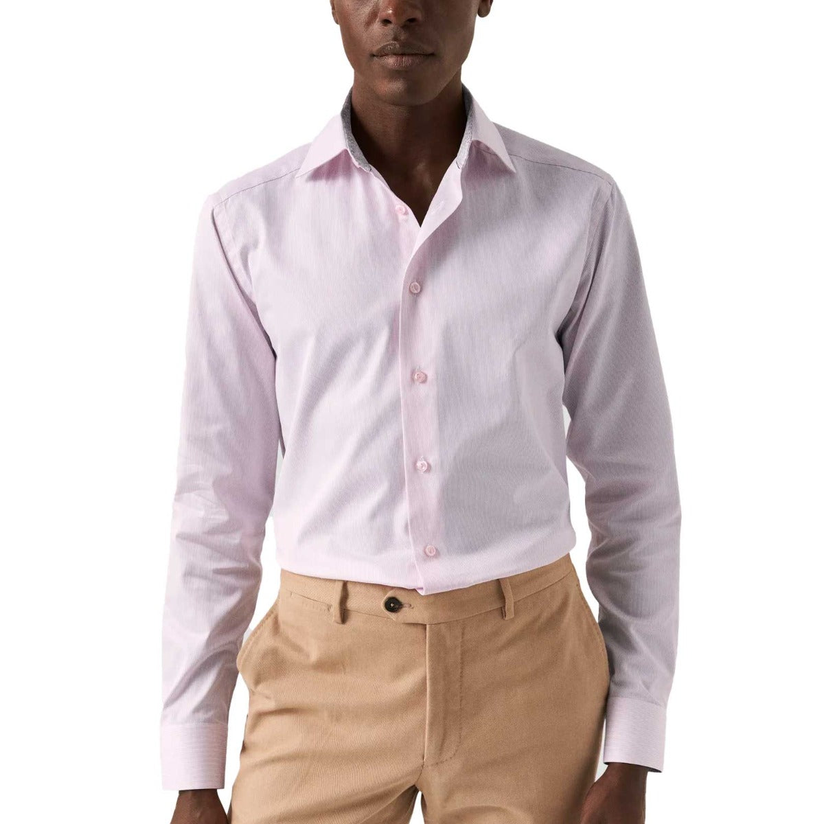 Pink Fine Striped Signature Twill Slim Fit Shirt  Eton   