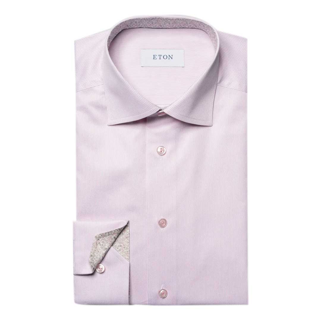 Pink Fine Striped Signature Twill Slim Fit Shirt  Eton   