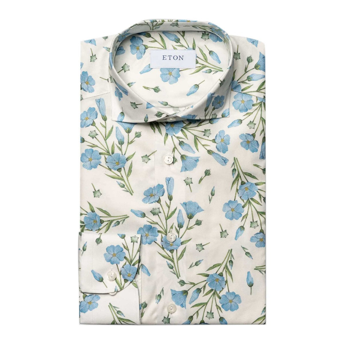 Floral Print Signature Cotton Twill Shirt  Eton   