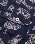 Navy Floral Pure Italian Linen Shirt L/S SHIRTS Robert Old   