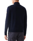 Belstaff Washed Navy Kelbrook Merino Wool Zip Cardigan