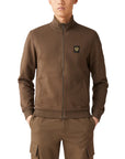 Clay Brown Full-zip Cotton Fleece Sweatshirt