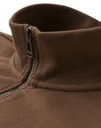 Clay Brown Full-zip Cotton Fleece Sweatshirt