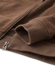 Clay Brown Full-zip Cotton Fleece Sweatshirt