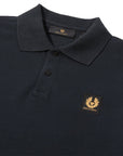 Dark Ink Long Sleeved Cotton Polo Shirt