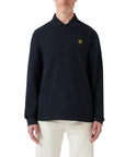 Dark Ink Long Sleeved Cotton Polo Shirt