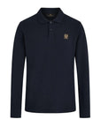 Dark Ink Long Sleeved Cotton Polo Shirt