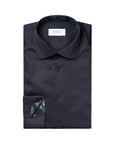 Navy Floral Trim Signature Twill Slim Fit Shirt