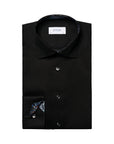 Black Floral Trim Signature Twill Slim Fit Shirt