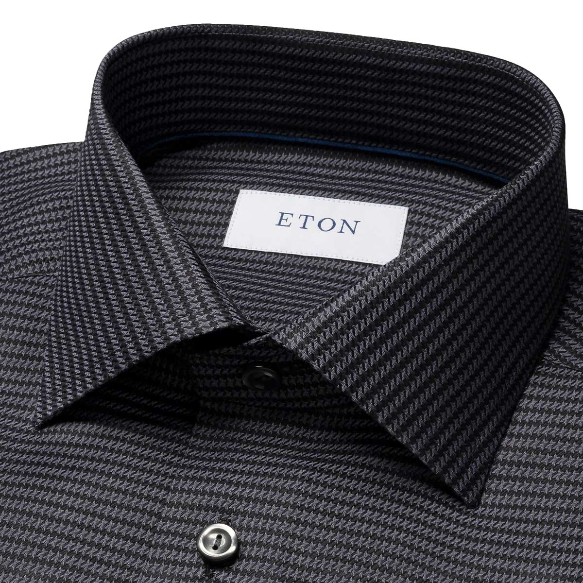 Dark Grey Houndstooth Signature Twill Slim Fit Shirt L/S SHIRTS Eton