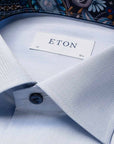 Light Blue Floral Trim Signature Twill Slim Fit Shirt L/S SHIRTS Eton