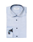 Light Blue Floral Trim Signature Twill Slim Fit Shirt L/S SHIRTS Eton