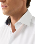 White Floral Trim Signature Twill Contemporary Fit Shirt