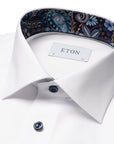 White Floral Trim Signature Twill Contemporary Fit Shirt