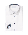 White Floral Trim Signature Twill Contemporary Fit Shirt