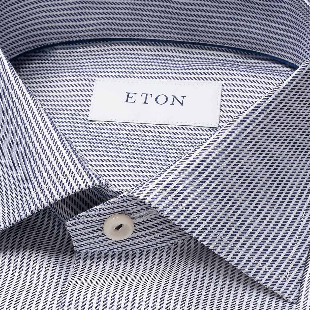 Dark Blue Striped Signature Twill Shirt Contemporary Fit Shirt L/S SHIRTS Eton