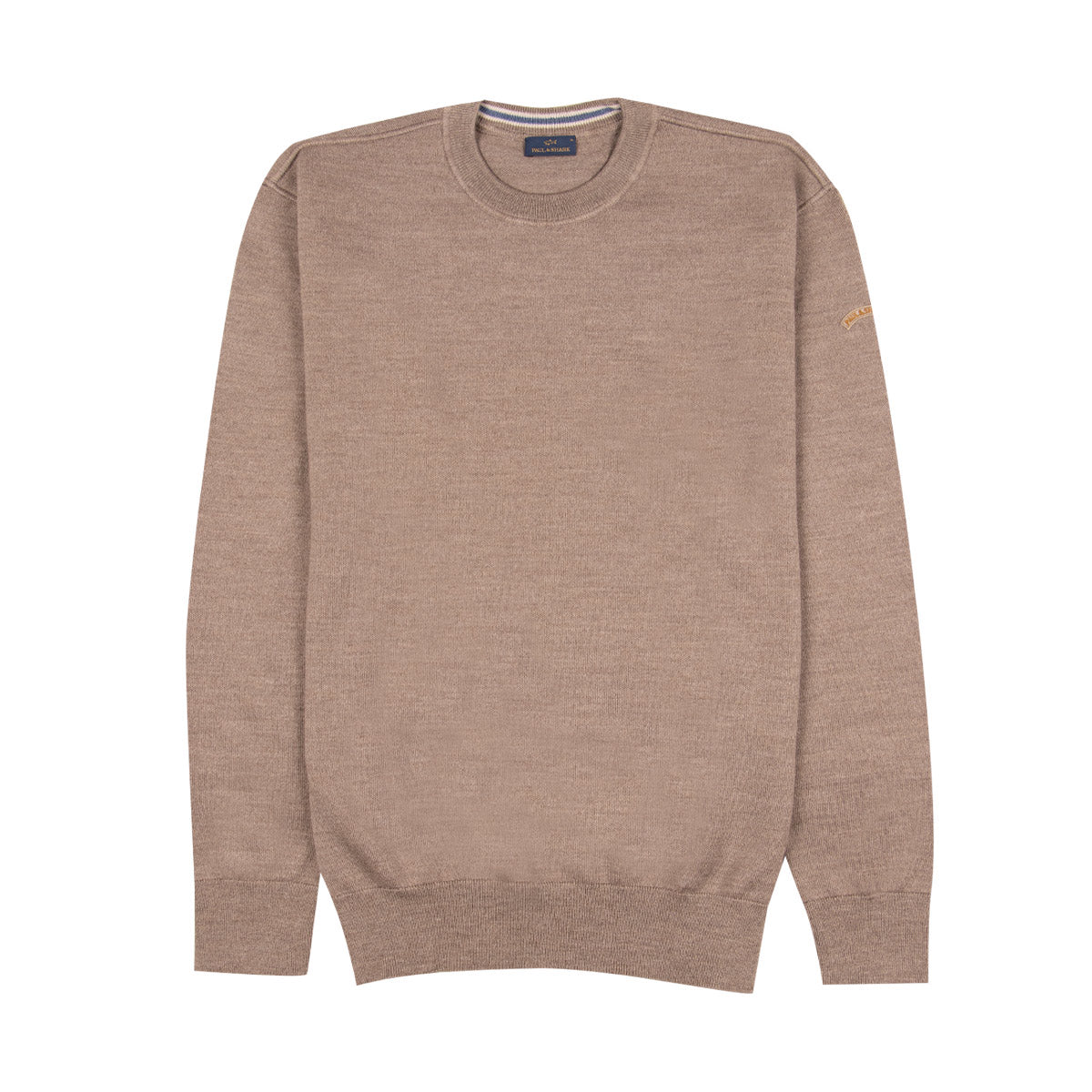 Beige Marl Crew Neck Wool Sweater KNITWEAR Paul & Shark