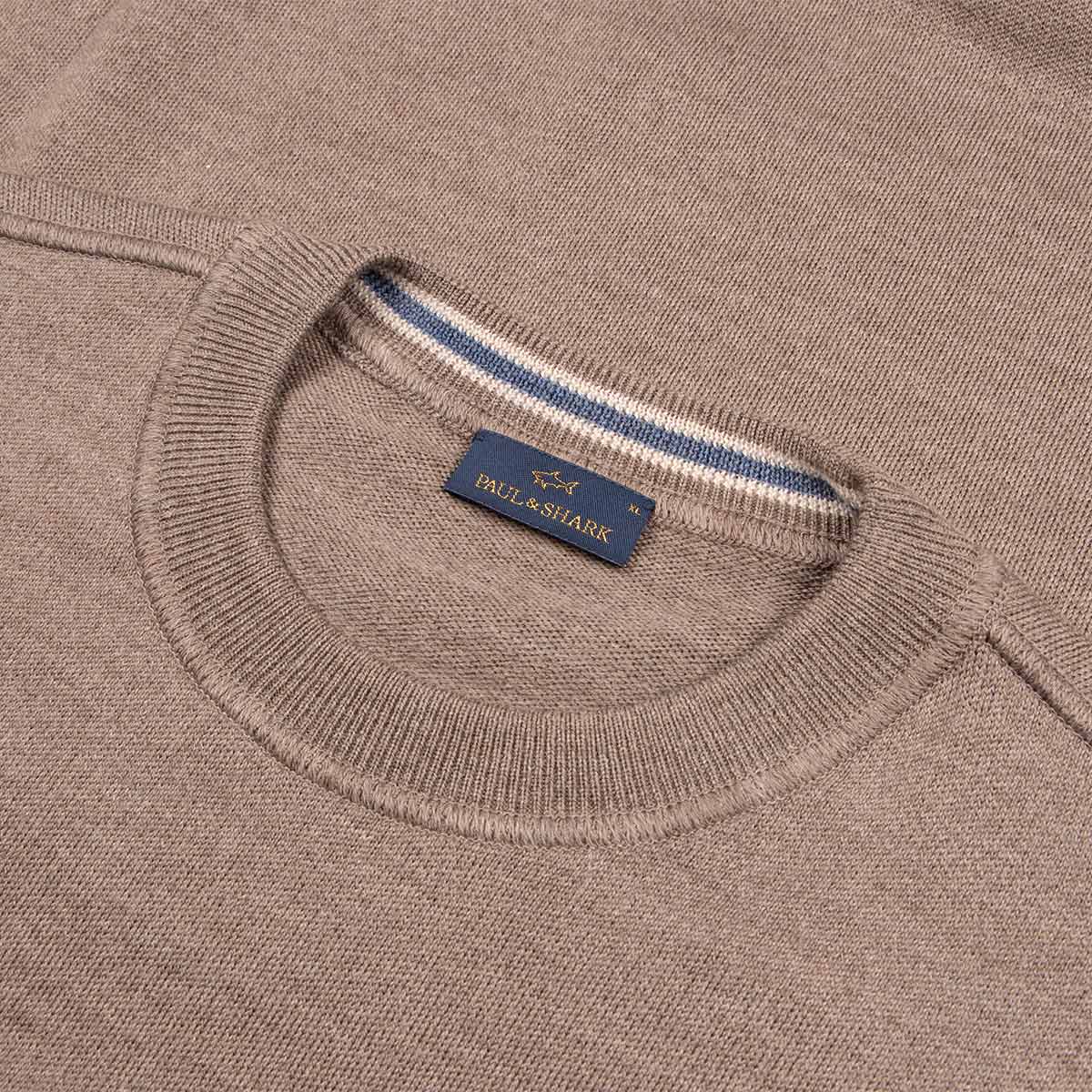 Beige Marl Crew Neck Wool Sweater KNITWEAR Paul & Shark