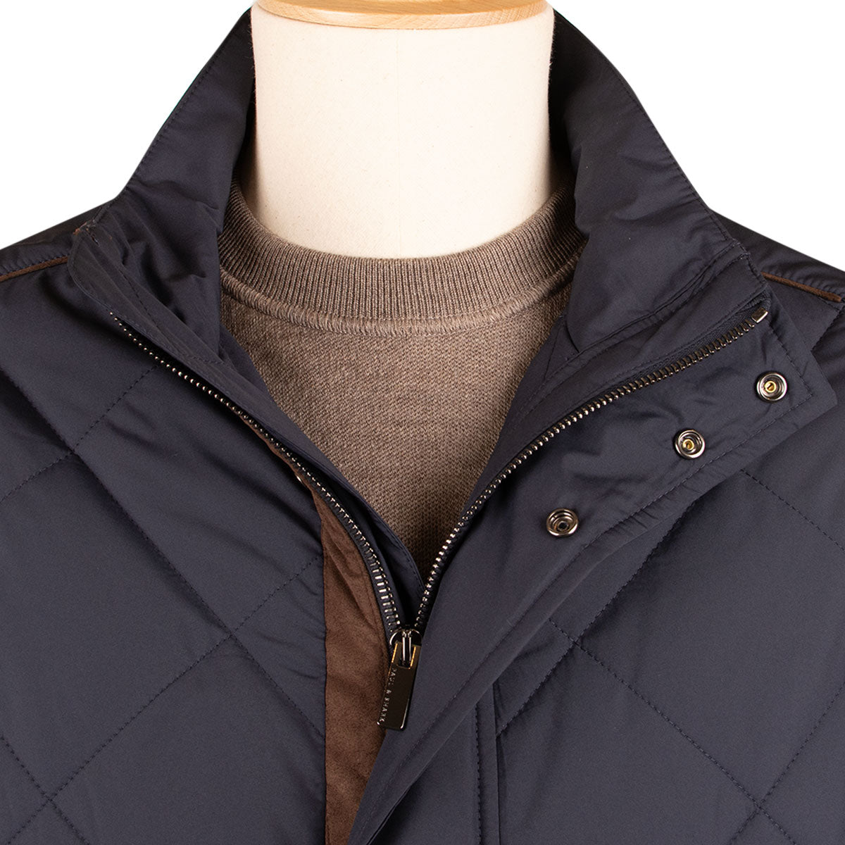 Paul & Shark Navy Alcantara Quilted Jacket