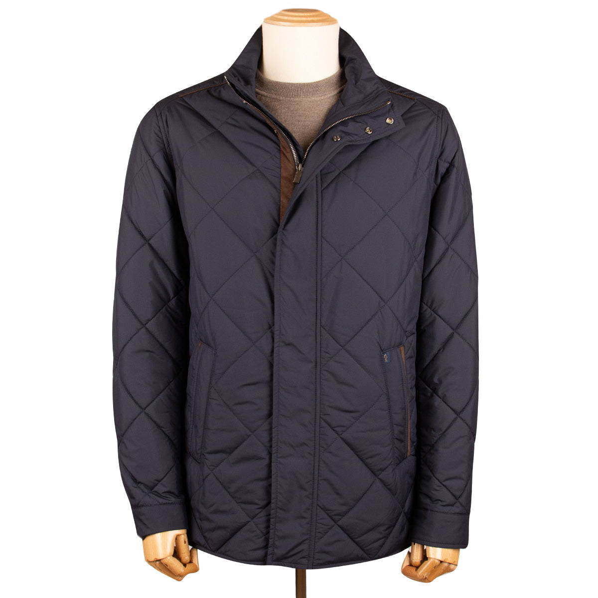 Paul & Shark Navy Alcantara Quilted Jacket