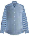 Blue & White Stripe Supima® Long Sleeve Cotton Shirt