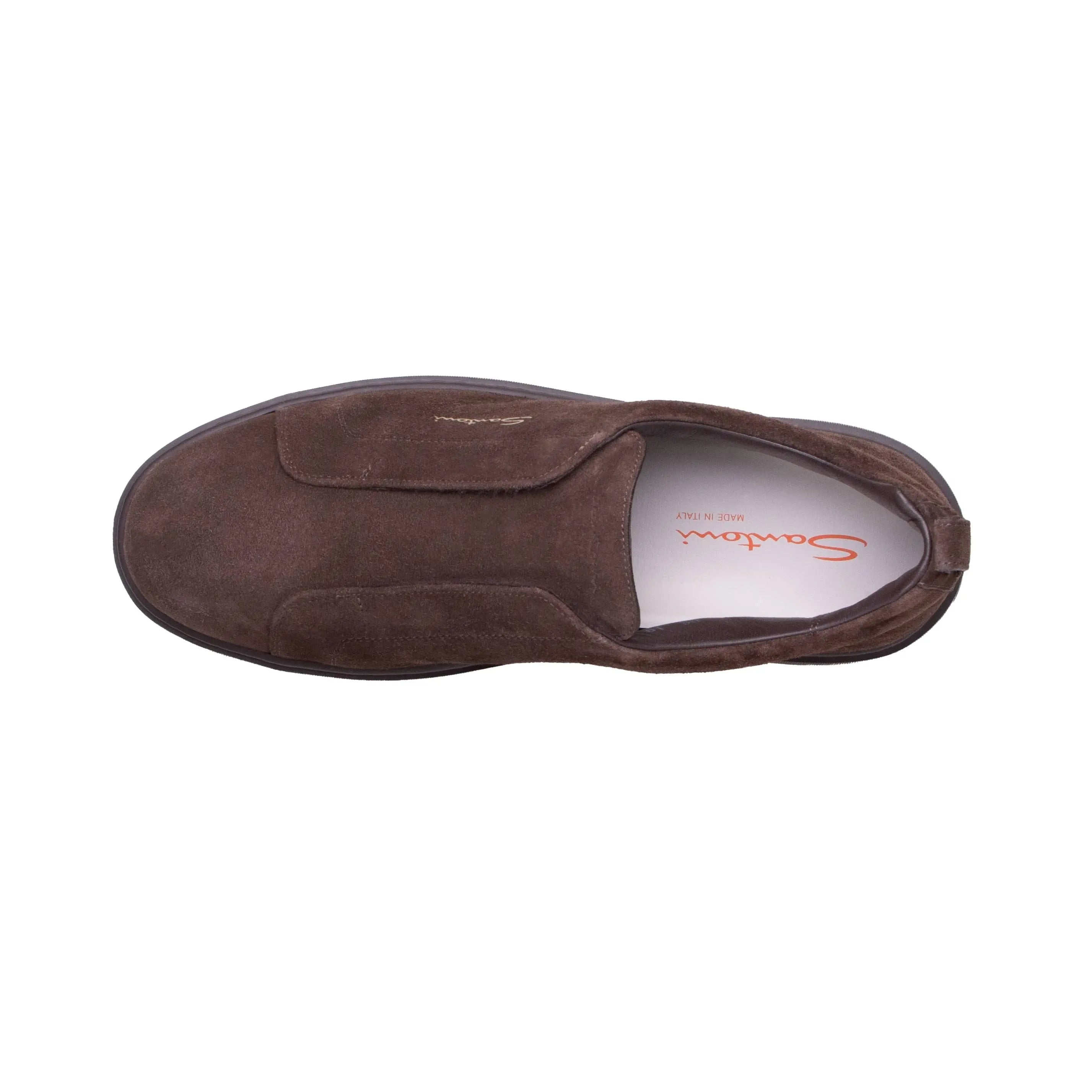 Dark Brown Tumbled Leather Slip-on Sneaker Santoni