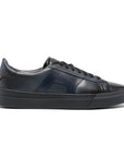 Navy Leather Double Buckle Sneaker SHOES Santoni