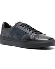 Navy Leather Double Buckle Sneaker SHOES Santoni