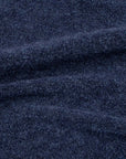 Blau melierter Pullover aus Bouclé-Wolle mit Rundhalsausschnitt