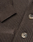 Brown Shawl Neck Merino Wool Cardigan KNITWEAR FEDELI