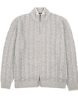 Grey Cable Knit Zip Wool and Cashmere Cardigan KNITWEAR FEDELI