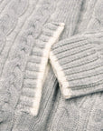 Grey Cable Knit Zip Wool and Cashmere Cardigan KNITWEAR FEDELI