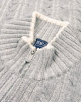 Grey Cable Knit Zip Wool and Cashmere Cardigan KNITWEAR FEDELI