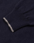 Navy Zip Neck Virgin Wool & Cashmere Sweater KNITWEAR FEDELI