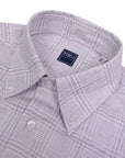 Grey Check Alberto Slim Fit Brushed Cotton Long Sleeve Shirt FEDELI