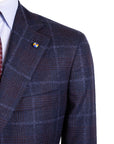 Navy Check 'Natural Soft' Wool & Cashmere Jacket