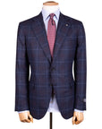 Navy Check 'Natural Soft' Wool & Cashmere Jacket