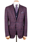 Navy & Red Check Wool, Silk & Cashmere Jacket