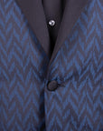 Black & Blue Chevron Wool Jacquard Tuxedo Jacket