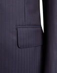 Navy Herringbone Super 160s Merino Wool Suit