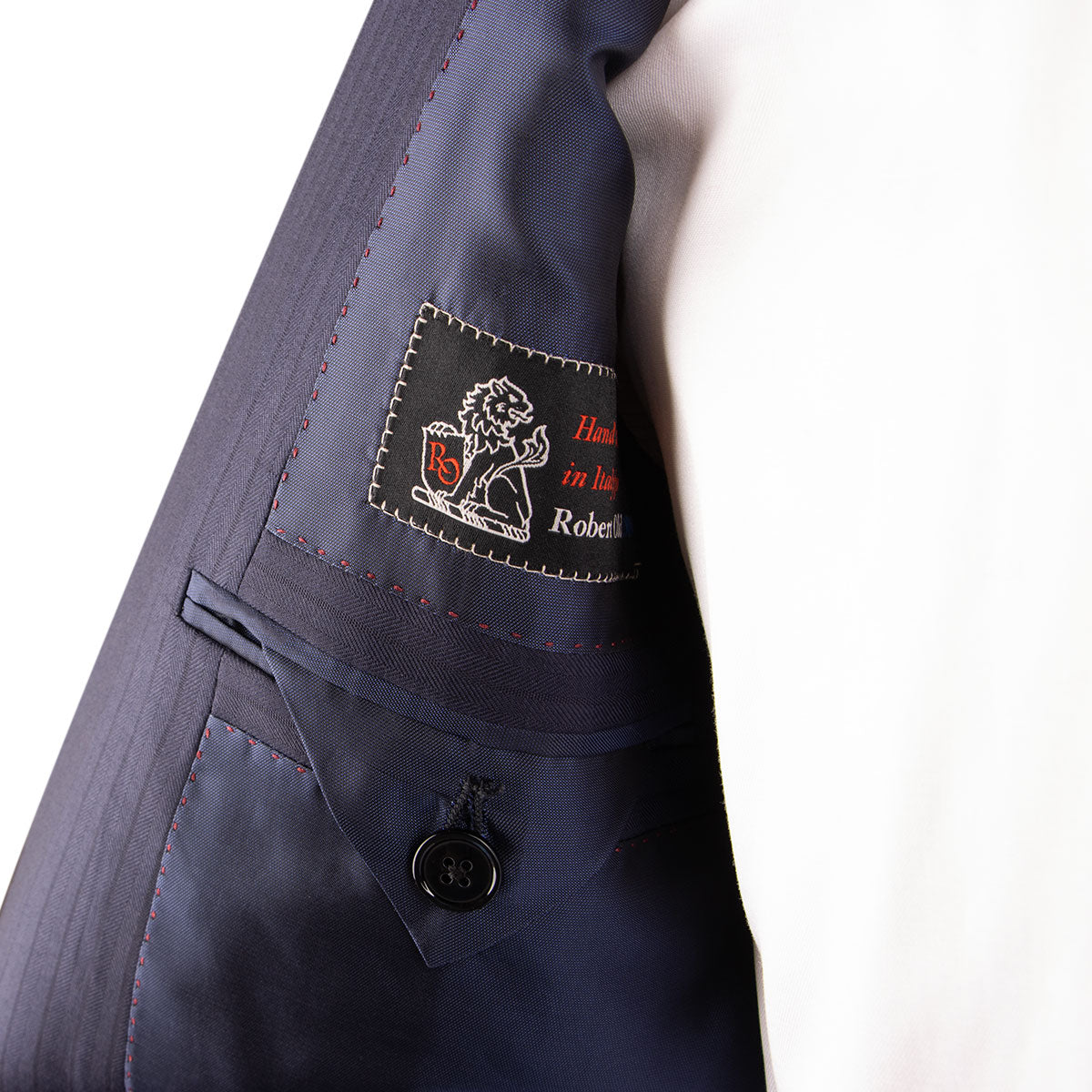 Navy Herringbone Super 160s Merino Wool Suit